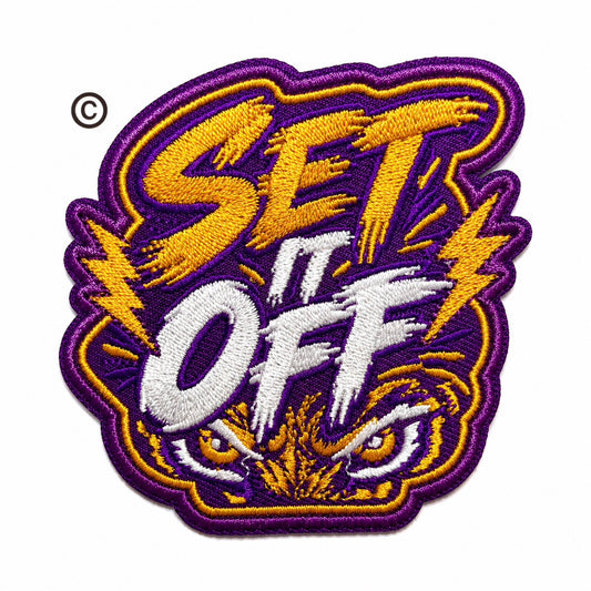 Set it Off Purple & Gold Tigers patch - Embroidered Iron on patch 3”