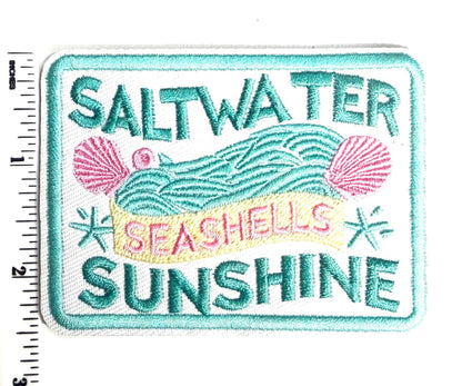 Saltwater, seashells, sunshine – Embroidered Iron On Patch 3”