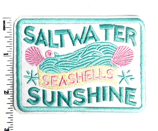 Saltwater, seashells, sunshine – Embroidered Iron On Patch 3”