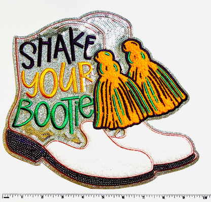 Mardi Gras Shake your Bootie patch - Sequins, embroidered & chenille DIY Iron on patch
