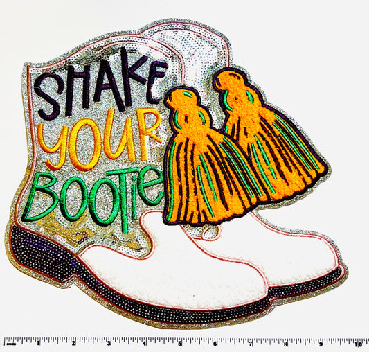 Mardi Gras Shake your Bootie patch - Sequins, embroidered & chenille DIY Iron on patch