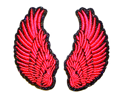 Angel Wings Patch Set - Embroidered Iron On Patch with Glitter outline 3.5”