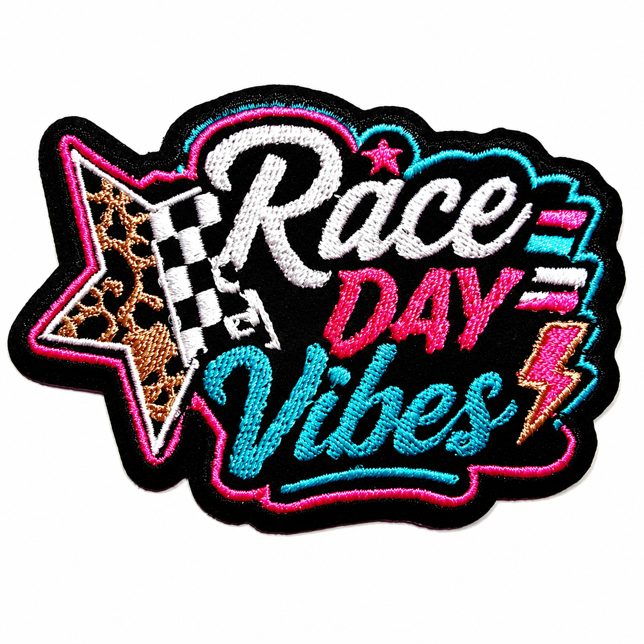 Race Day Vibes patch - Embroidered Iron on patch 3.5”