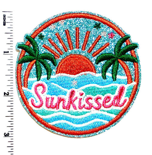 Sunkissed Glitter Patch – Embroidered Iron-On Summer Beach Design