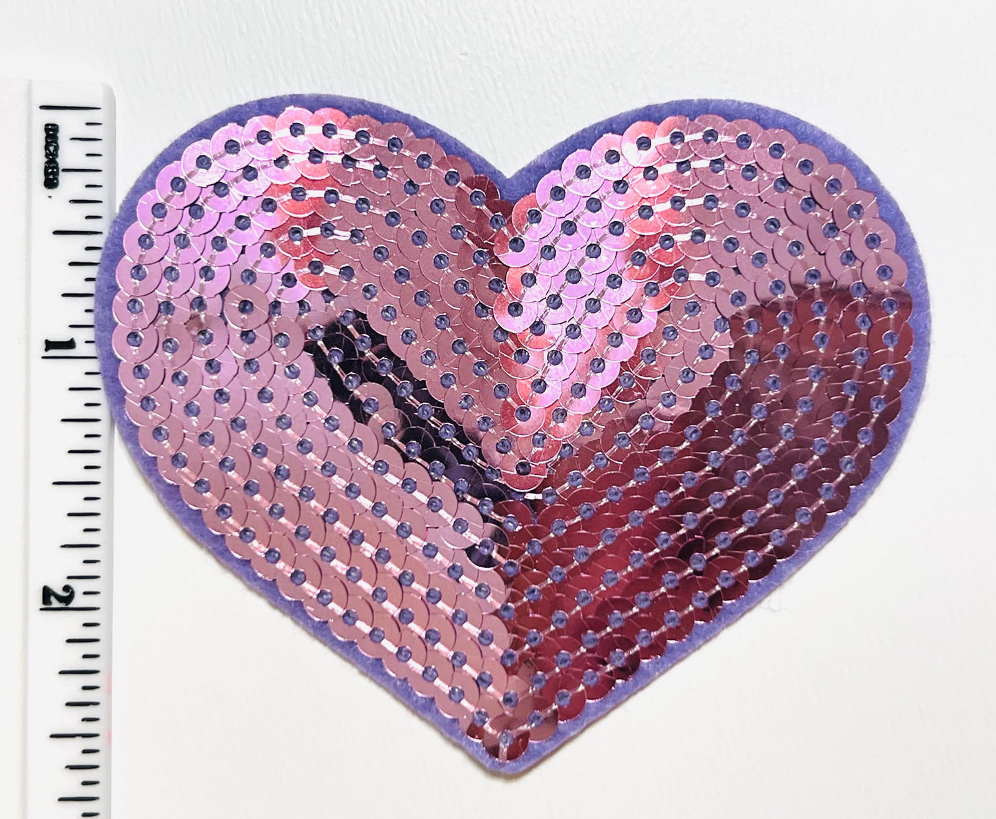 Sequin Heart - Iron on Patch 3”