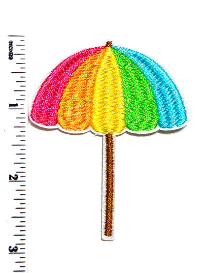 Beach umbrella patch - Embroidered Iron on patch 2.75”