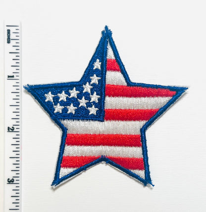 Patriotic Heart or Star - Embroidered Iron on Patches