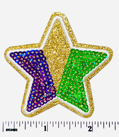 Mardi Gras Sequins patches - King Cake, fleur de lis, Mardi Gras mask, star Sequins DIY Iron on patches
