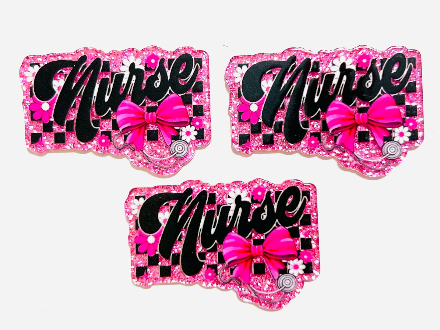Nurse with flowers and bow - set of 3 pieces 2”