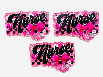 Nurse with flowers and bow - set of 3 pieces 2”