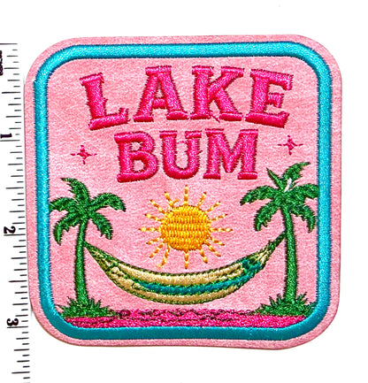 Lake Bum leatherette patch- Embroidered DIY Iron on patch 3.25”