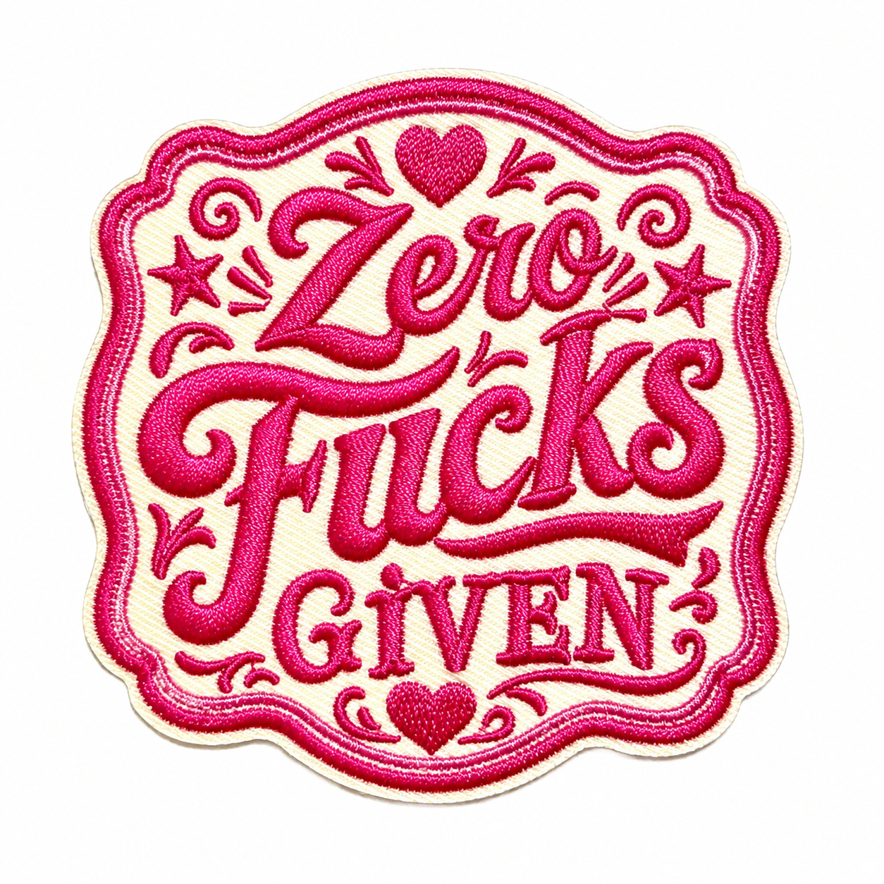 Zero Fucks Given patch - Embroidered DIY Iron on patch 3.25”
