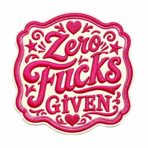 Zero Fucks Given patch - Embroidered DIY Iron on patch 3.25”