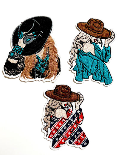 Cowgirls - Embroidered Iron on patches 3.25”