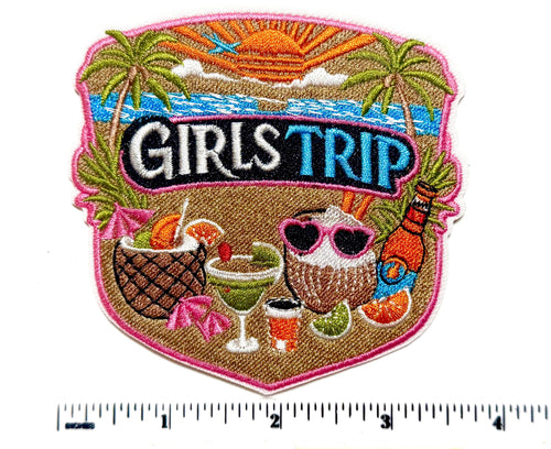 Girls Trip, Tropical Drinks - Embroidered Iron on patch 3.5”