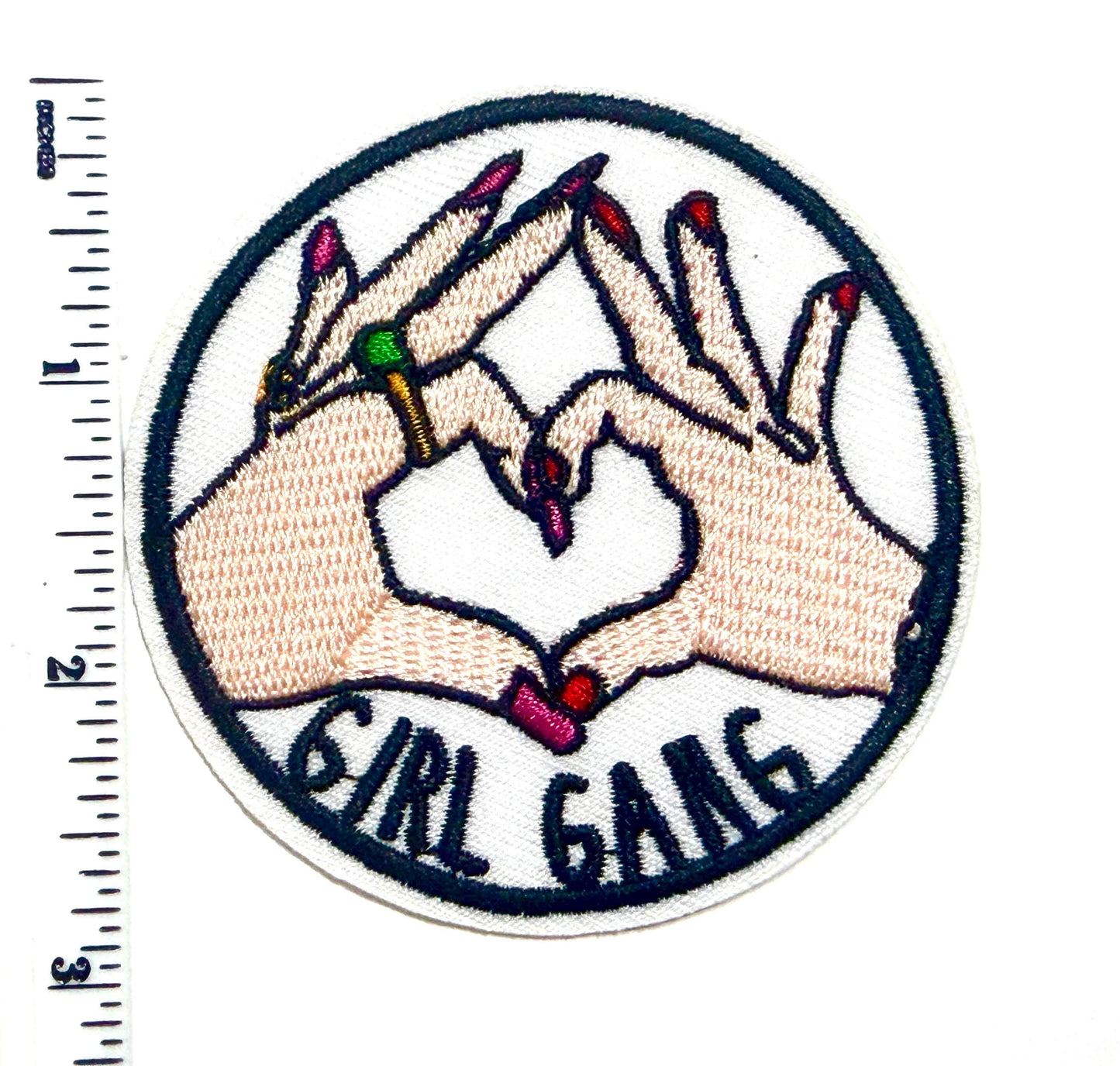 Girl Gang with hand heart patch - Embroidered Iron on patch