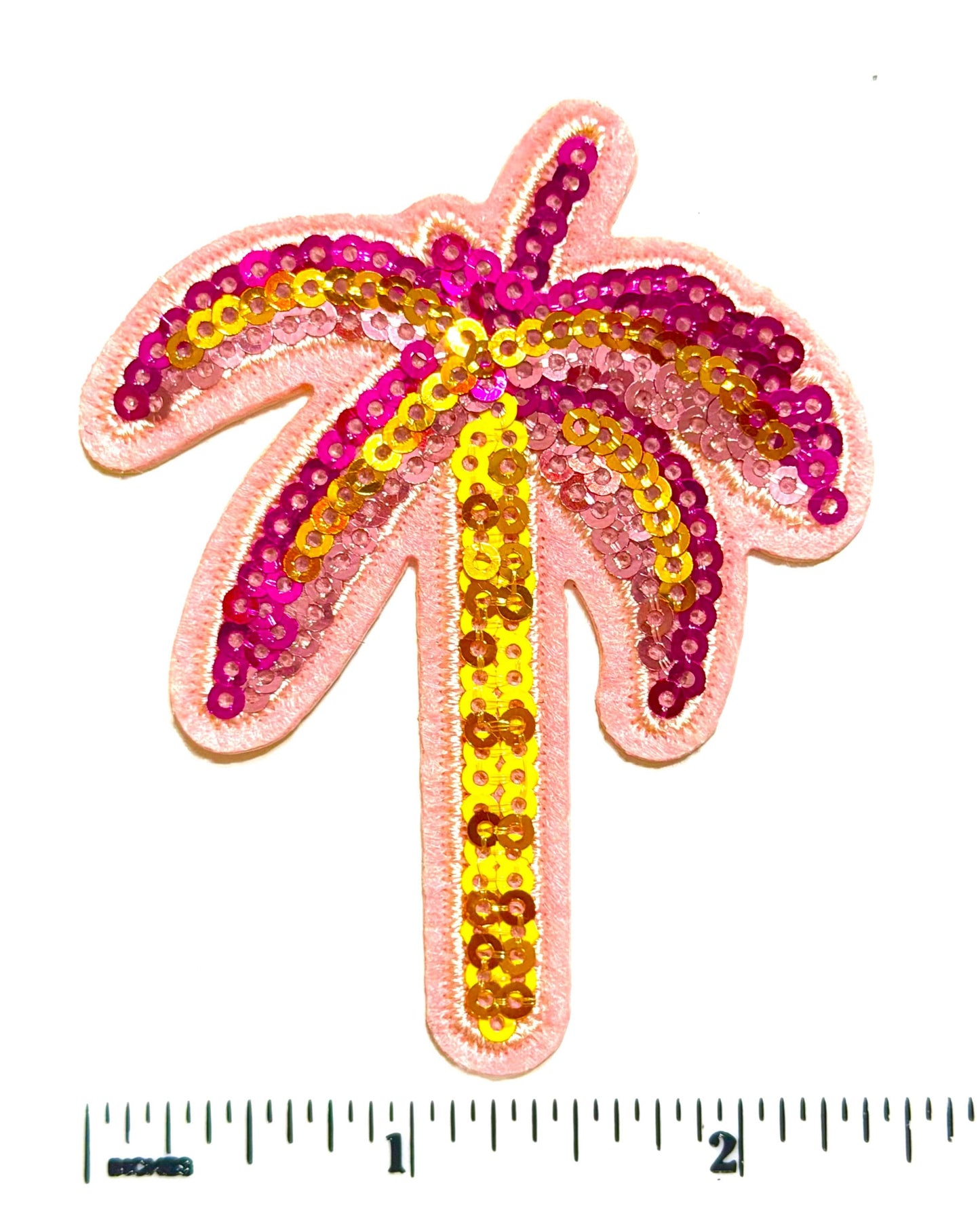 Pink Palm Tree - Sequins & Embroidered Iron on patch 3”