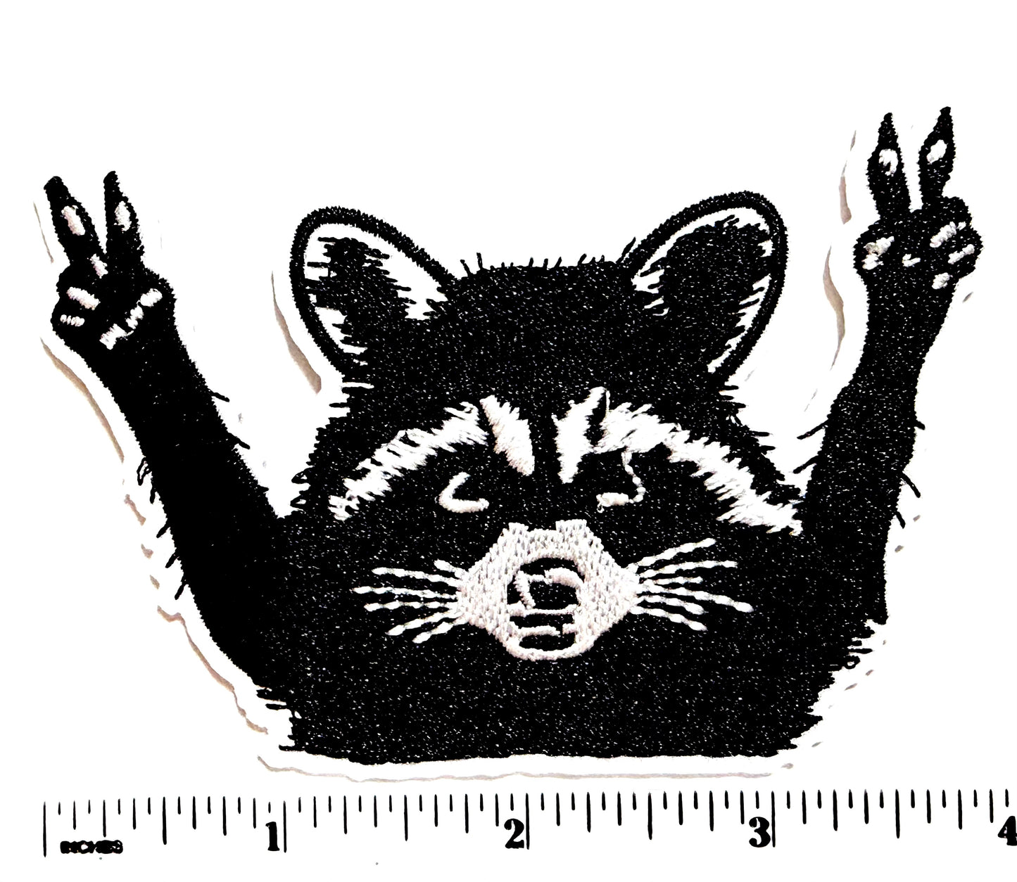 Raccoon Peace Sign patch - Embroidered Iron on patch 4"