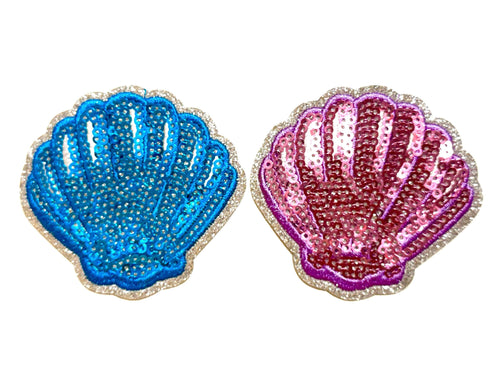 Seashell patches 2.75” – Sequined Iron-On Applique