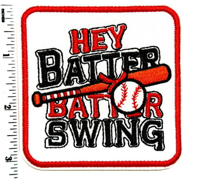 Hey Batter Batter Swing Embroidered Baseball Patch - Iron-On Applique