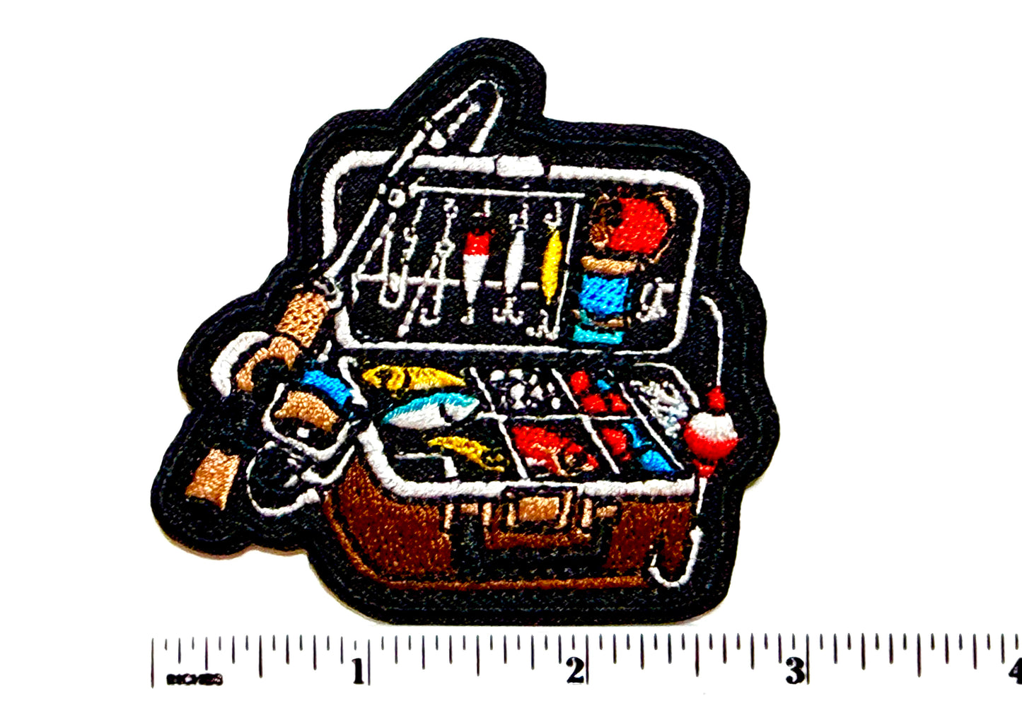 Fishing Tackle Box patch - Embroidered Iron On Patch 3”