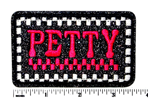 PETTY hot pink checkered patch - Embroidered Iron on patch with glitter