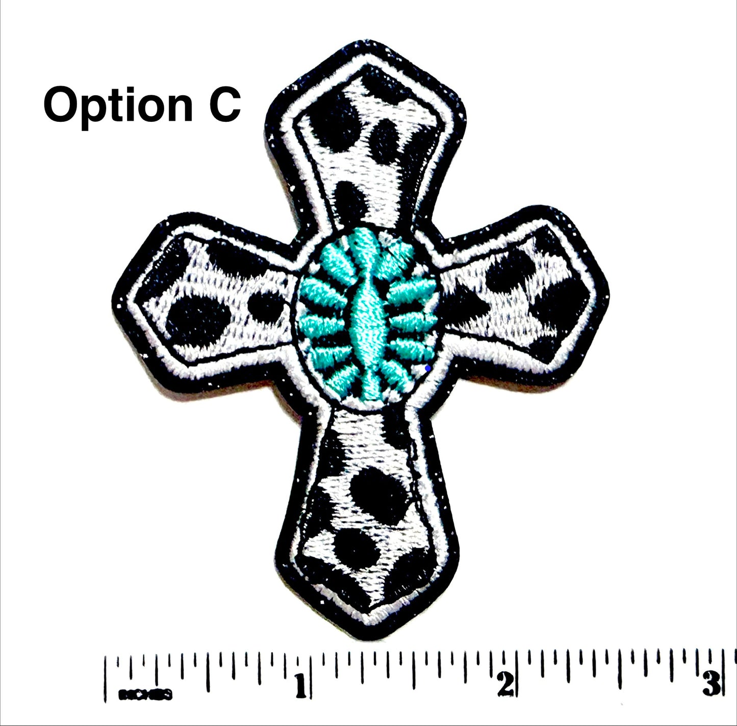Turquoise Crosses - Embroidered Iron On Patches 3”