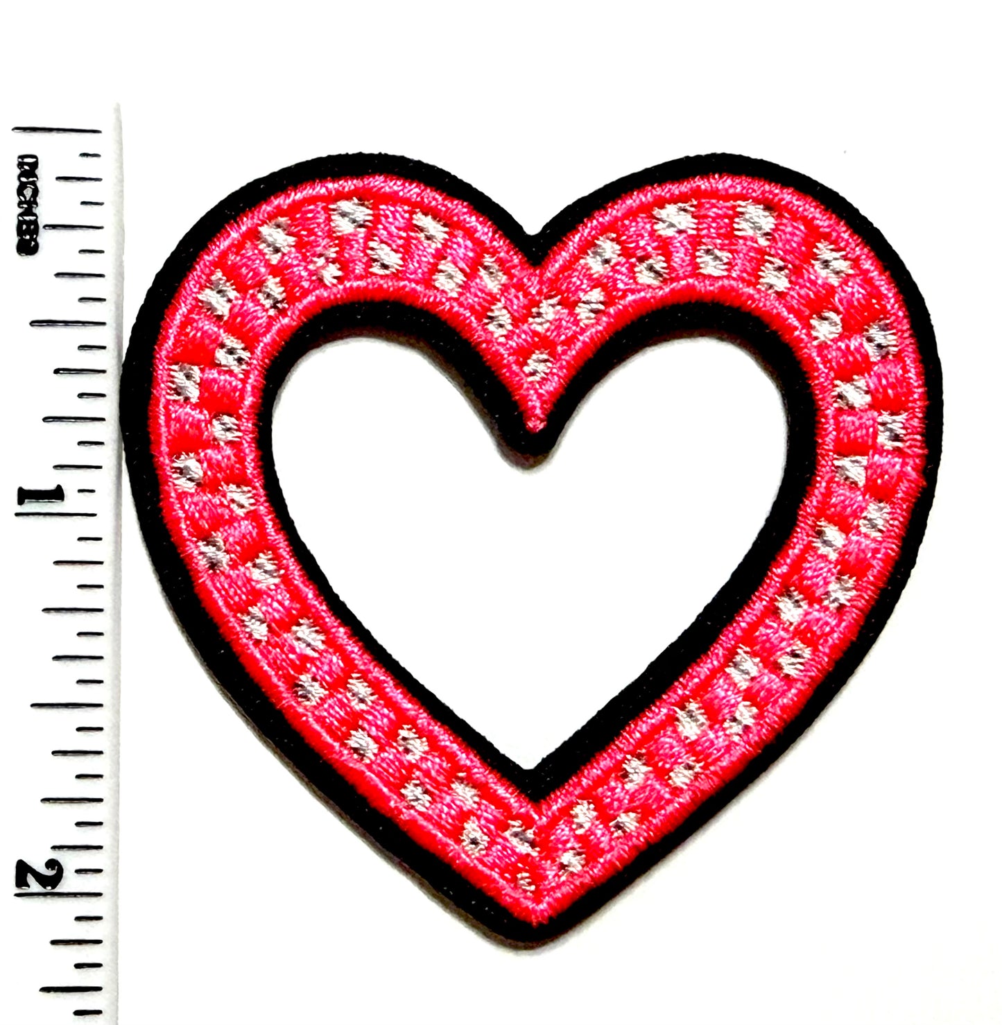 Neon Pink Heart or Lightning Bolt patches - Embroidered Iron On Filler Patches