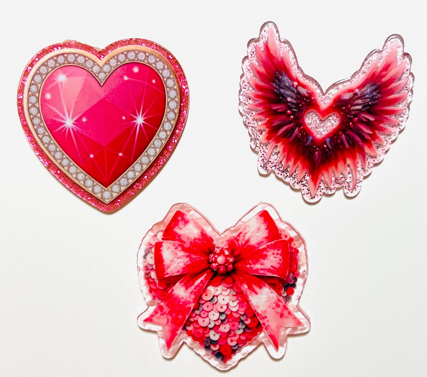 Heart acrylics - set of 3 flatback acrylics
