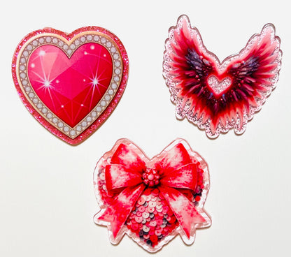 Heart acrylics - set of 3 flatback acrylics