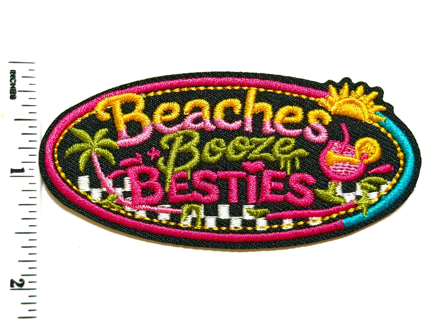 Beaches Booze Besties - Embroidered Iron on patches 3.5”