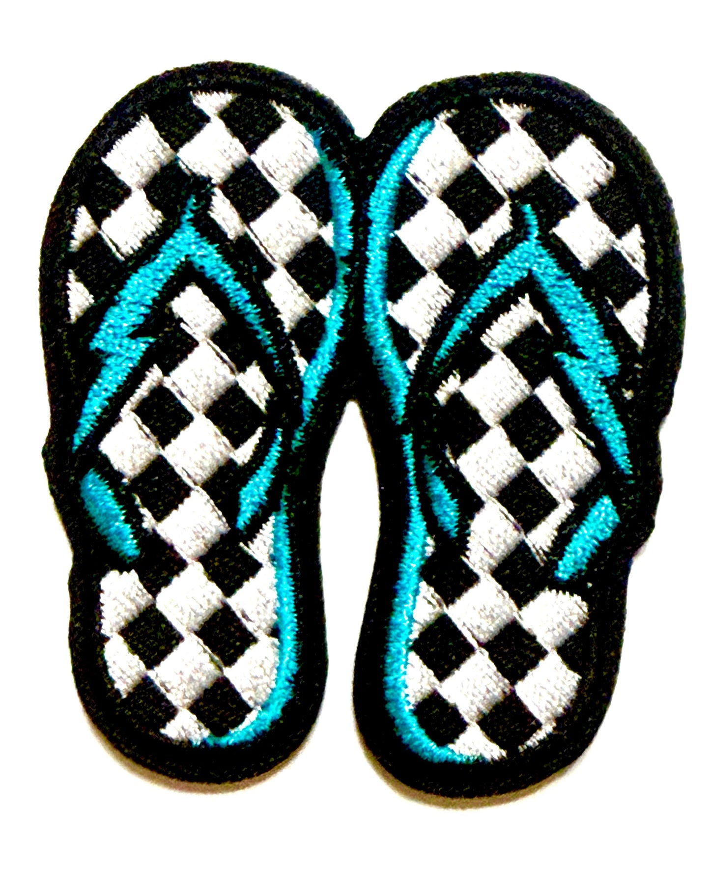 Checkered Flip flops patch - Embroidered DIY Iron on patch