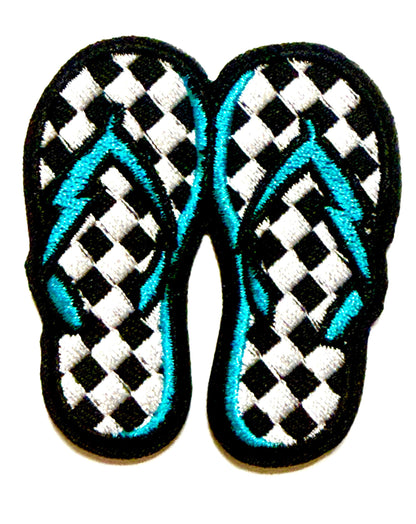 Checkered Flip flops patch - Embroidered DIY Iron on patch