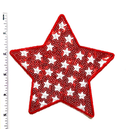 Patriotic Stars 5” Sequins Iron On Patches