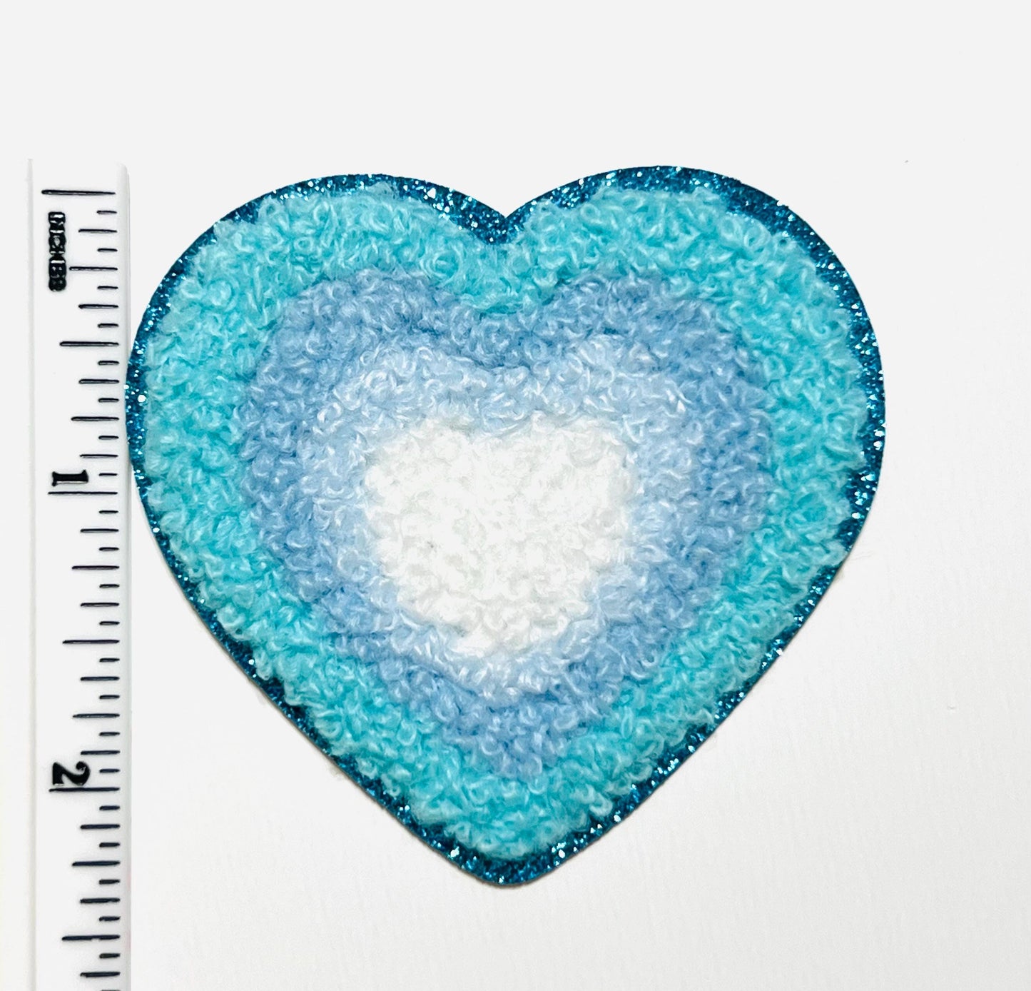 Heart  - Chenille Iron on patches with glitter outline