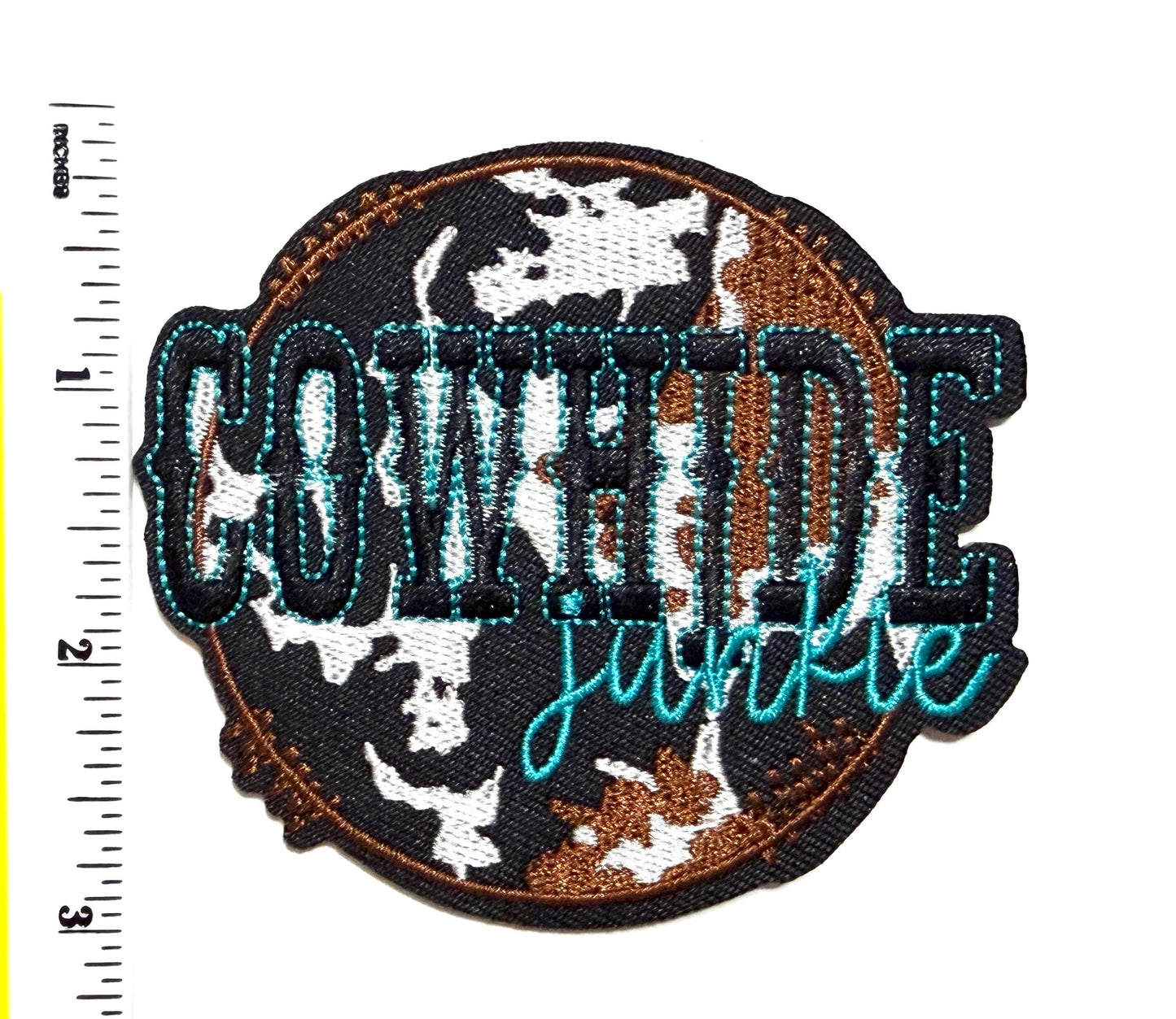 Cowhide Junkie patch - Embroidered Iron On Patch 3.25”