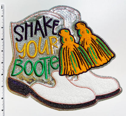 Mardi Gras Shake your Bootie patch - Sequins, embroidered & chenille DIY Iron on patch