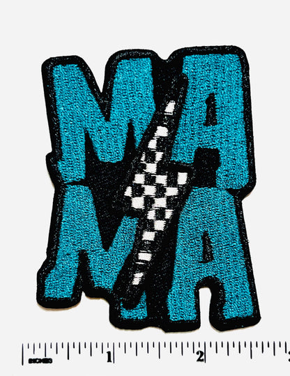 Mama lightning bolt patch - Embroidered Iron on patch