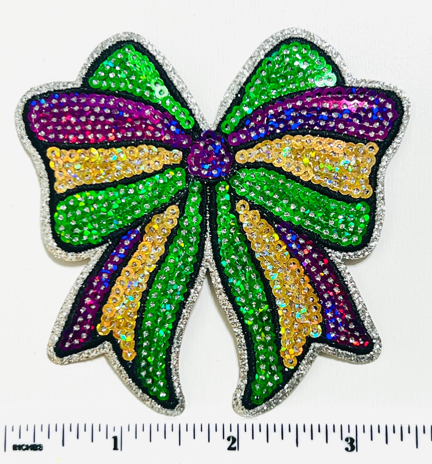 Mardi Gras Sequin Bow 3.5”