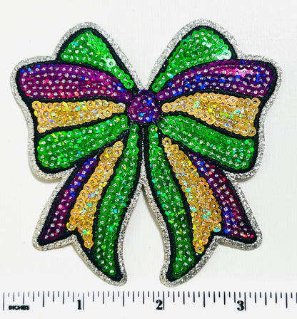 Mardi Gras Sequin Bow 3.5”