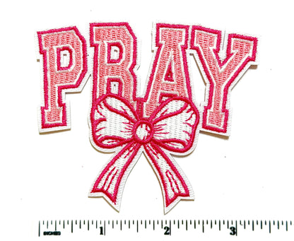 Pray with bow patch - Embroidered DIY Iron on patch