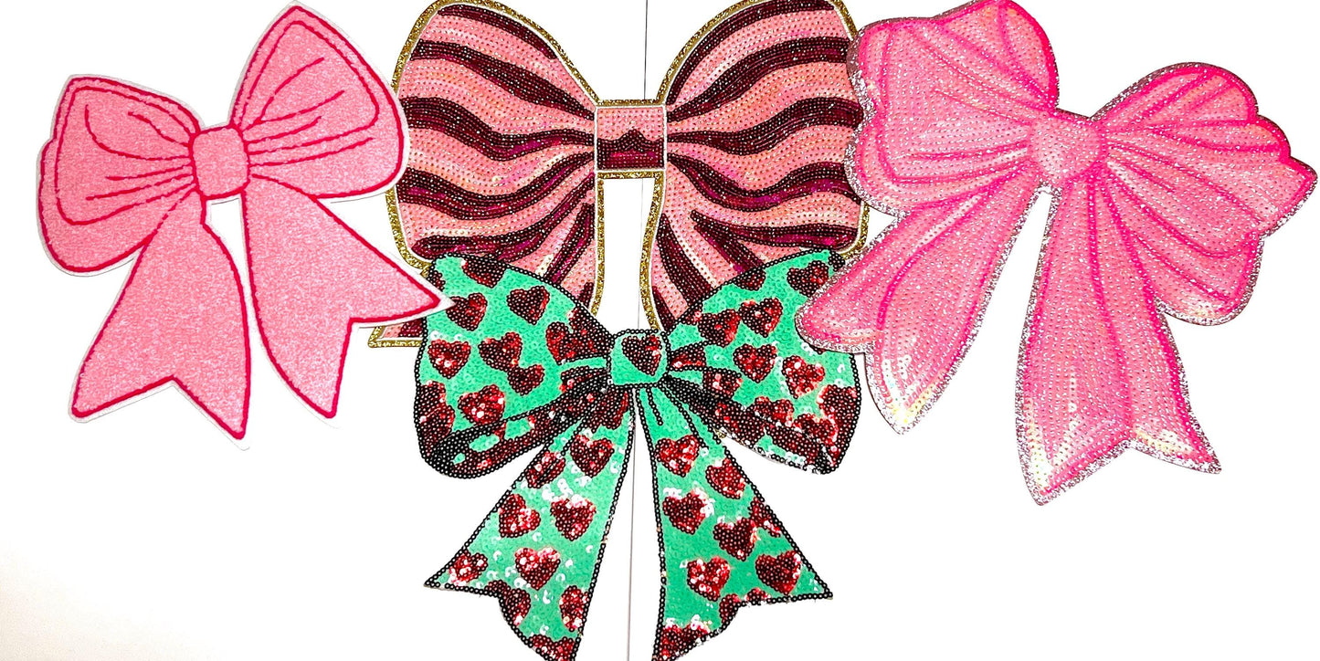 Bows - Sequins/Chenille Iron on patches