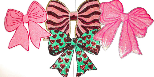 Bows - Sequins/Chenille Iron on patches