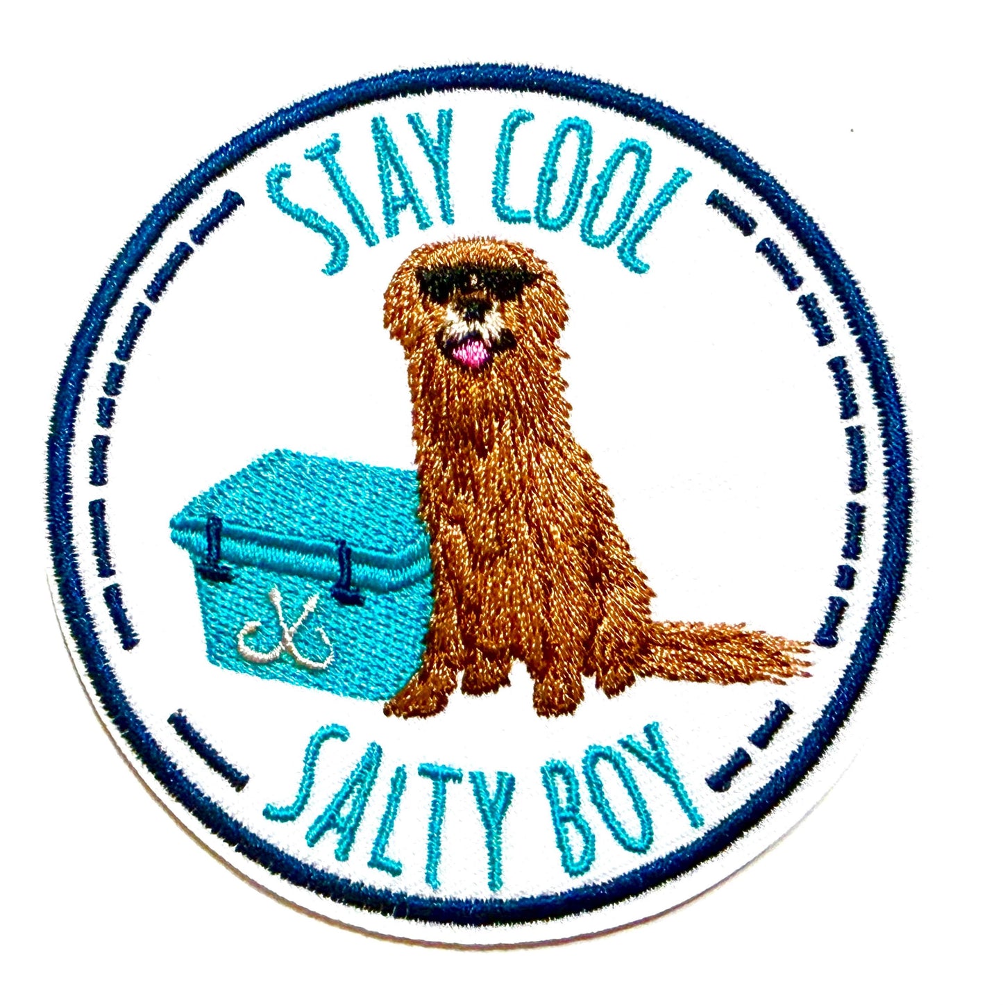 Embroidered Dog Patch – Stay Salty Boy Iron-On (3.25")