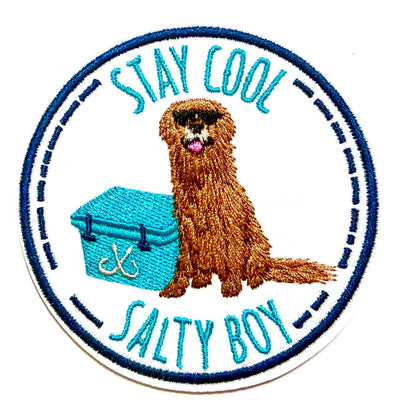 Embroidered Dog Patch – Stay Salty Boy Iron-On (3.25")