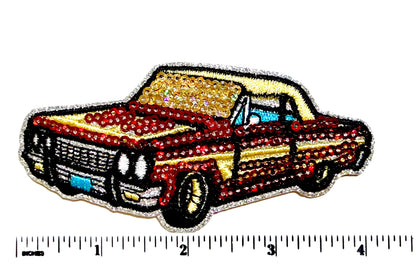 Lowrider Cars Sequins Iron On Patch - Sequins Iron On Patch