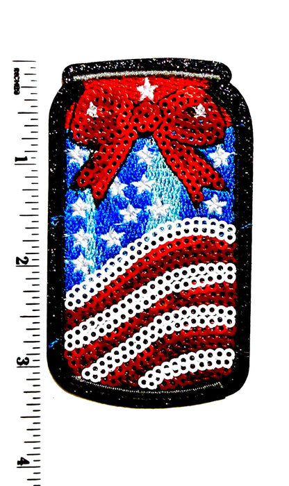 American Flag soda / beer can 3.25 Sequins