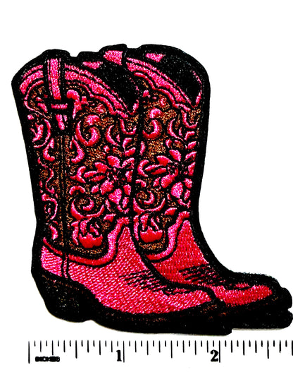 Cowgirl boots patches - Embroidered Iron On Patch 3”