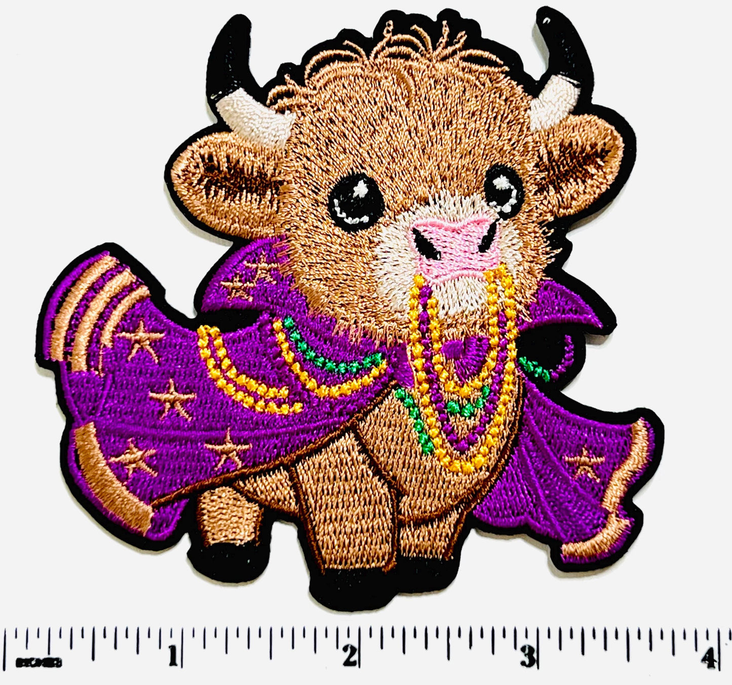 Mardi Gras Cow with Beads 3.5”