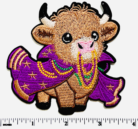 Mardi Gras Cow with Beads 3.5”